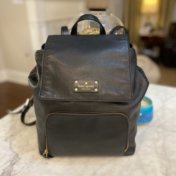 KATE SPADE BLACK PEBBLED LEATHER LARGE BACKPACK!♠️